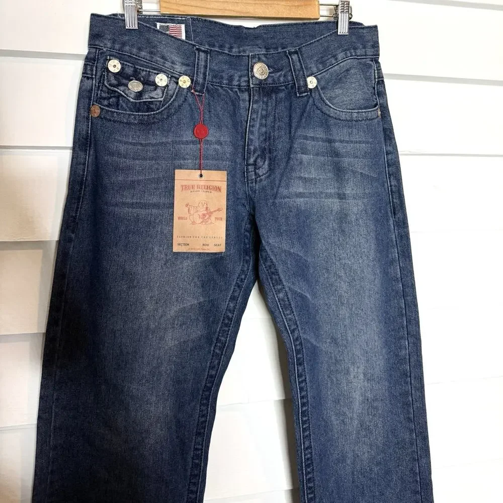 TRUE RELIGION BILLY SUPER T Big Flap Bootcut Relaxed Men's Jeans 34 x 33 NWT